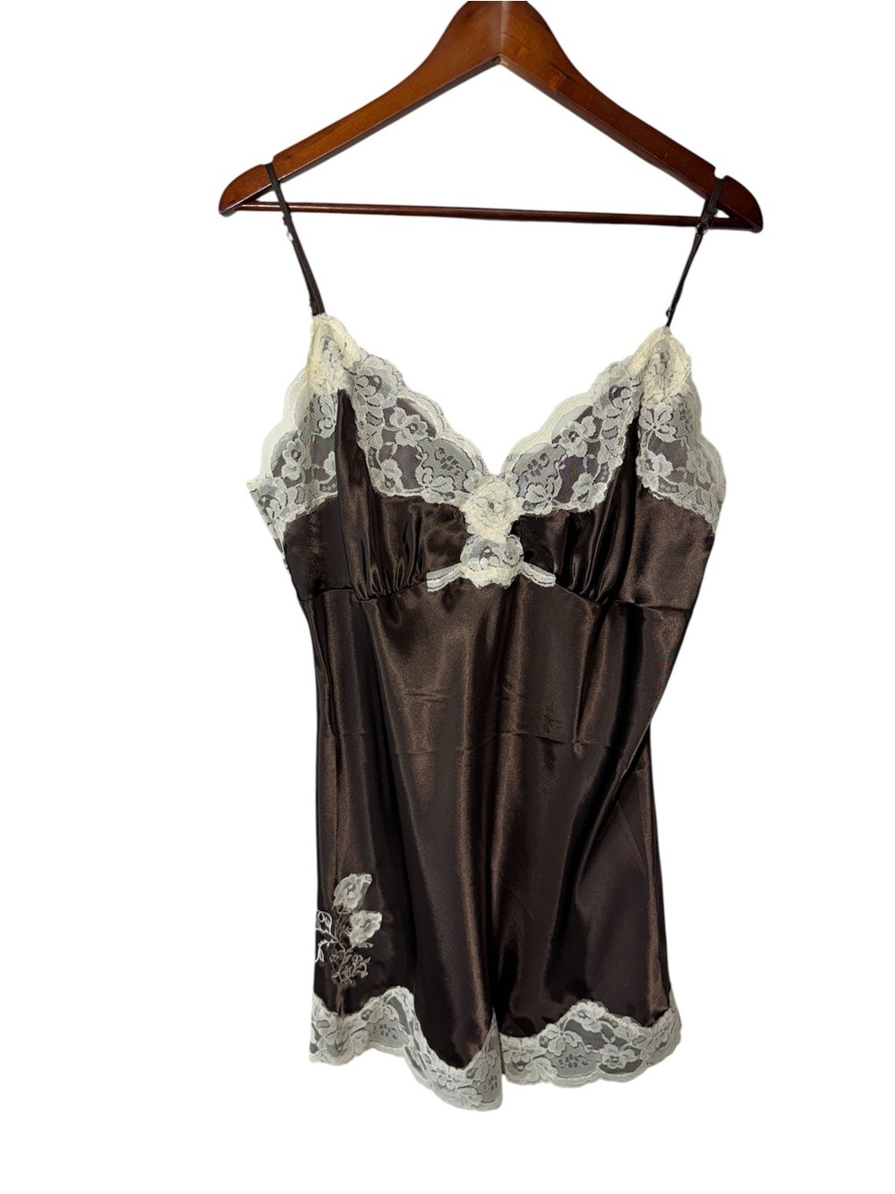 Y2K Suzy Shier Satin Lace Trim Slip Dress Size Large